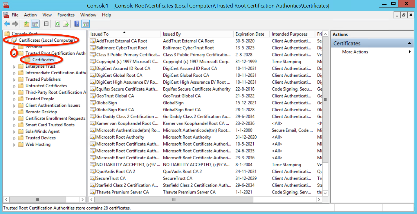 windows Trusted Root Certificates Local Computer