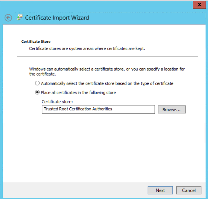 windows Private Root Certificate Place In Store