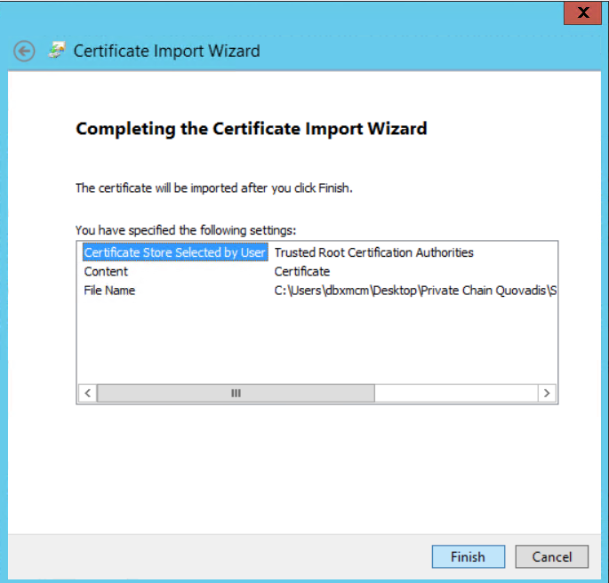 windows Private Root Certificate Finish