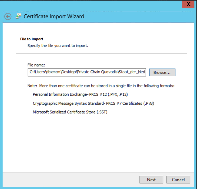 windows Intermediate Certificate Next